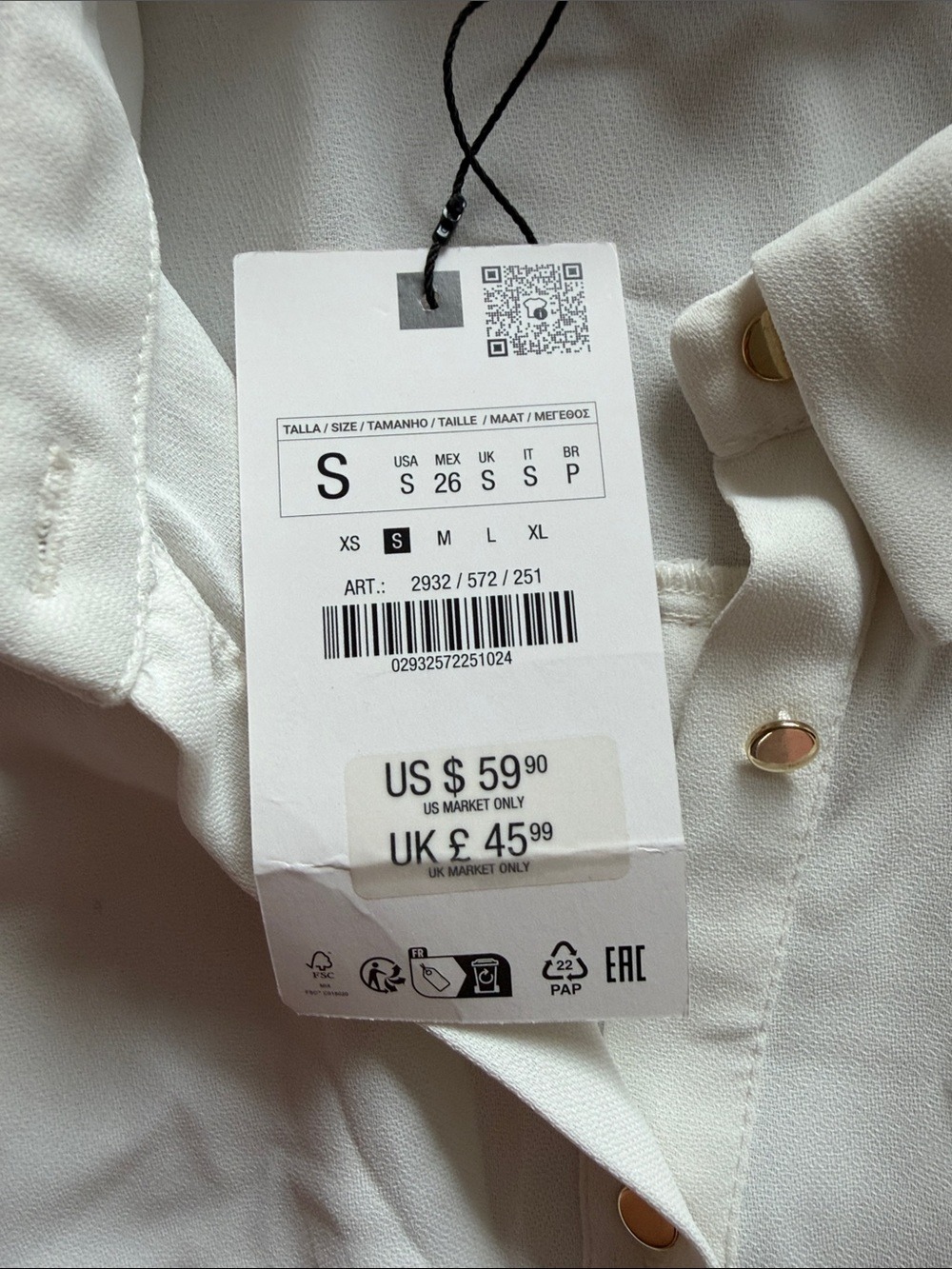 Zara Cream Belted Mini Dress Small - Picture 4 of 11
